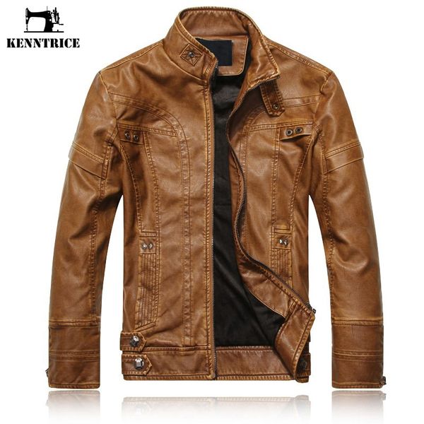 

kenntrice spring autumn brand leather jacket men slim short stand collar jaqueta couro bomber jacket faux leather fur coat suede, Black