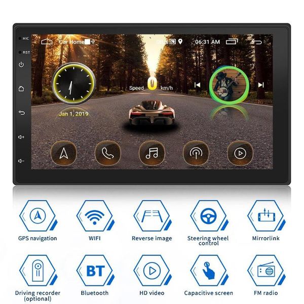 

hd автомобиль bluetooth mp5 плеер новый 7-дюймовый android 9.1 4 core 1g + 16g автомобиль двойной слиток android gps навигация одна машина