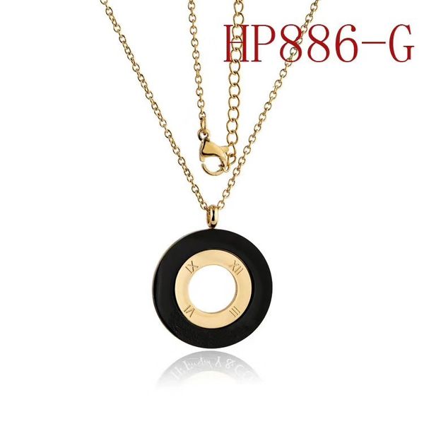 

wholesale luxury designer jewelry women necklace stainless steel jewelry with round black tag necklace fashion necklace, Silver