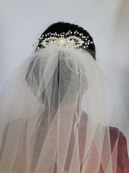 

bridal veil chapel wedding veil one layer white wedding veil with white pearl with comb wedding accessories veu de novia, Black