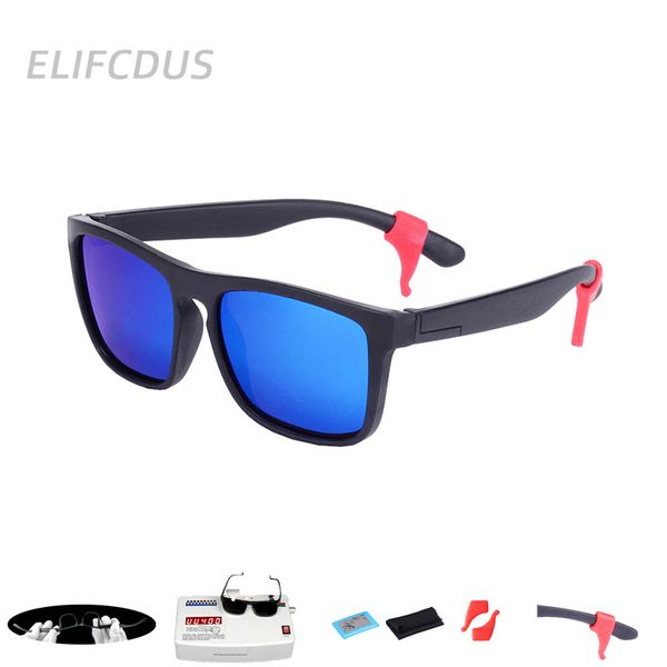 

elifcdus kids sunglasses polarized children sun glasses square vintage girl boy baby glasses anti uv400 eyewear with ear hook, Blue