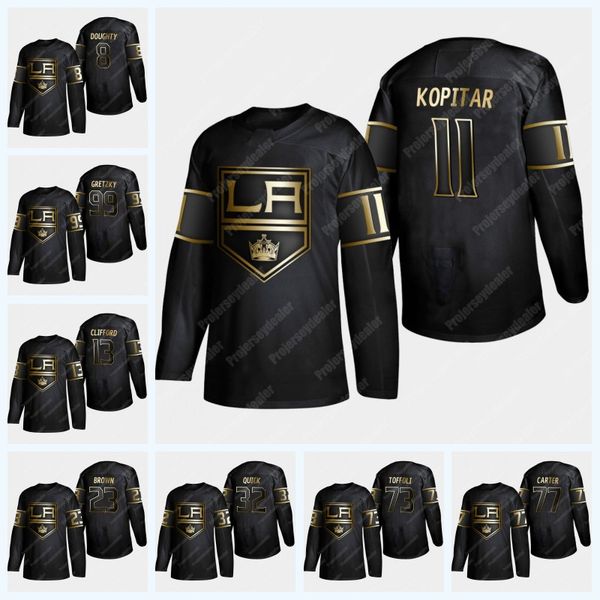 

Los Angeles Kings 2019 Golden Edtion Jersey 8 Drew Doughty 11 Anze Kopitar 77 Jeff Carter Jonathan Quick Martinez Kyle Clifford