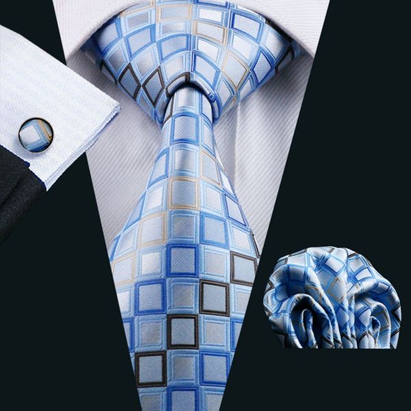 

ls-1128 2018 mens tie blue novelty 100% silk fashion necktie hanky cufflinks barry.wang ties for men formal wedding party groom, Blue;purple