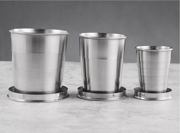 

drink cup stainless steel portable cup outdoor travel camping folding foldable collapsible cup 75ml