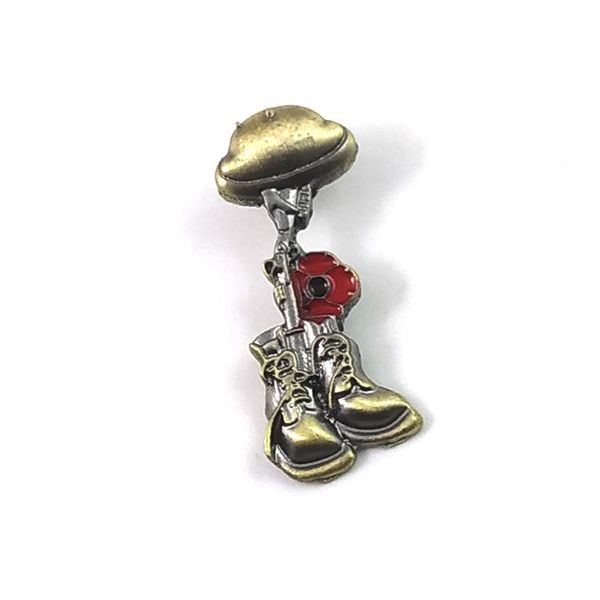 

fashion simple commemorative helmet gun boots lapel clip metal badge veterans charity souvenir, Gray