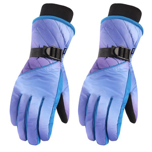 

1pair snowboard snow waterproof skiing non-slip button winter cycling outdoor sports warm lining fashion accessory women gloves