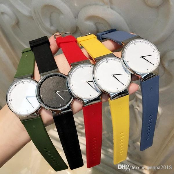

2019 fashion dress watch man women luxury watch casual rubber strap quartz wristwatch yellow color simple clock relojes de marca, Slivery;brown