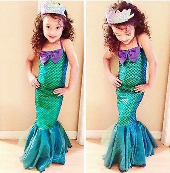 

halloween girl mermaid tail costume princess ariel the cute mermaid costume for girl costume kids dress swimming suit cosplay, Red;yellow