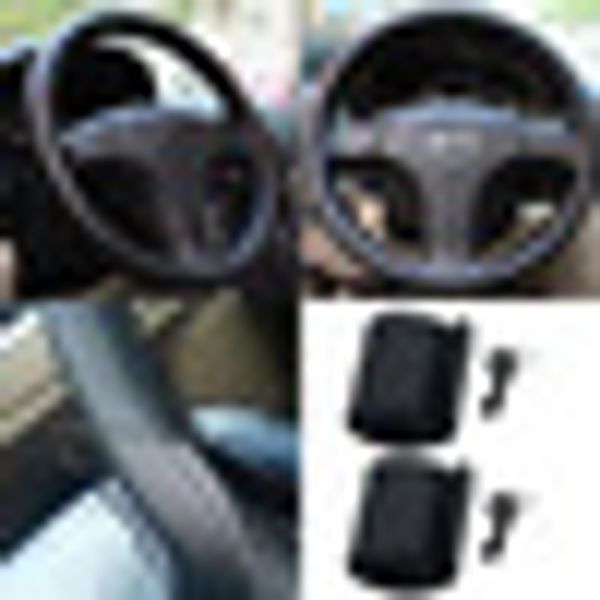 

diy car truck, leather steering wheel cover with needles and thread black