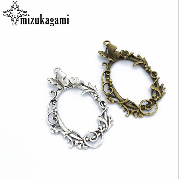 

retro zinc alloy lace p frame charms 10pcs/lot for diy fashion drop earrings jewelry making accessories, Bronze;silver