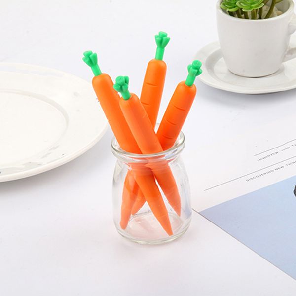 

2pcs silicone carrot vegetable mechanical pencil 0.5mm automatic pens kawaii stationery school office press pencil kids gifts, Blue;orange