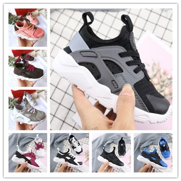 

child new kids huarache 4.0 running shoes children designer hurache casual trainers breathable classical sneakers infant baby size 22-35, Black