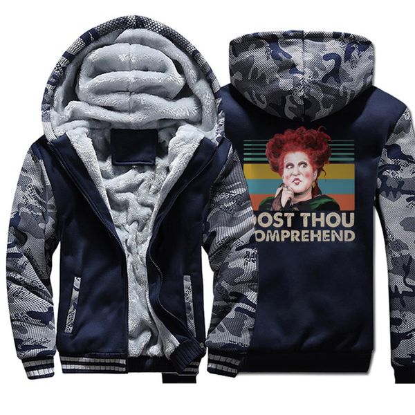 

hocus pocus jackets men winifred sanderson dost thou comprehend vintage hoodies sweatshirt winter thick feece coats camo outwear, Black