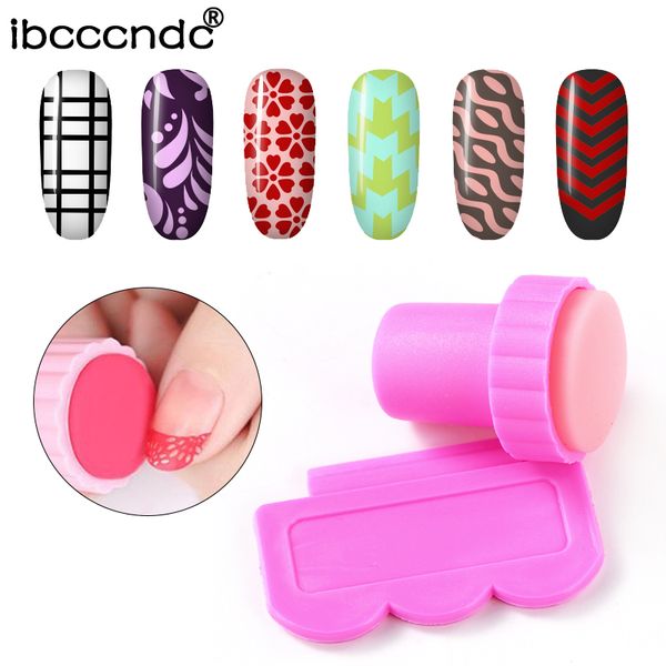 

ibcccndc pink nail art stamping scraper set diy nail art decorations polish stamp stamper template plastic nail art tools kit, Silver