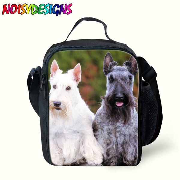 

children lunch bag scottie dogs messenger lunch cooler bags for kids portable picnic bag tote bags snack box school supplies, Blue;pink