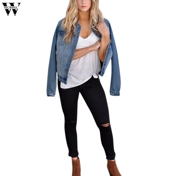 

womail cotton womens denim jackets plus size autumn button women jackets and coats outwear overcoat chamarra de mezclilla mujer, Black;brown