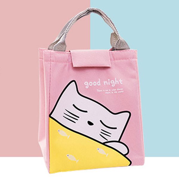 

2020 водонепроницаемый милый животный обед мешок для женщин дети мужчины кулер ланч бокс сумка тотализатор холст изоляционный пакет портатив, Blue;pink