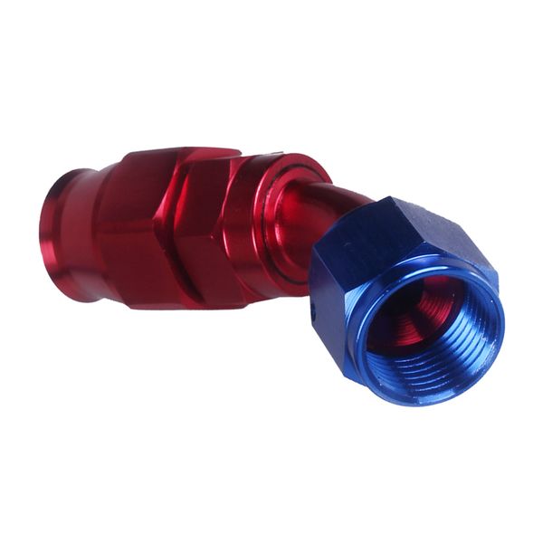 

red/blue anodized aluminum -8an 45 degree hose end