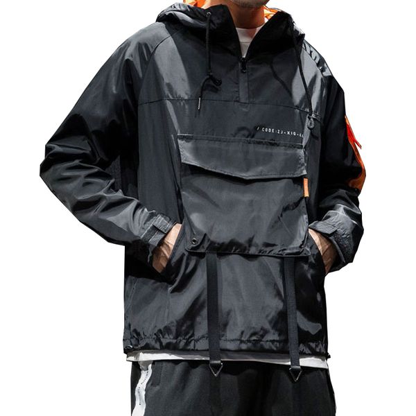 

новая мода мужчин с капюшоном куртки pizex windbreak вскользь фуфайки hoodie свободные и удобные хип-хоп tops, Tan;black