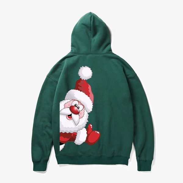 

christmas mens designer hoodie winter thick fleece luxury santa claus hoodies cartoon red sweartshirt lovers streetwear sweatshirts s-xxl, Black
