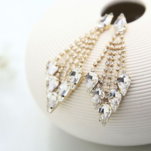 

nightclub winter crystal ear nail earring earrings ornaments, Golden