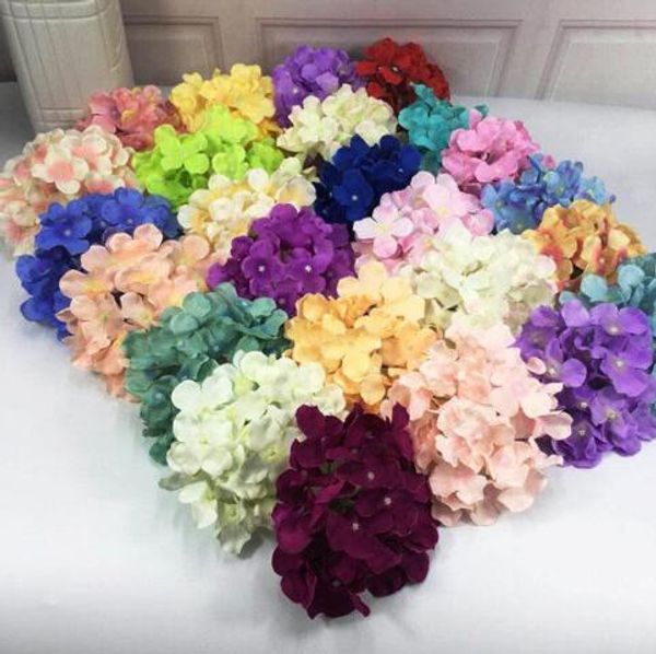 16 cm Simulación hortensia falsa 25 colores flores artificiales decorativas familia / boda / decoración de la pared de flores flores colocadas GB1246