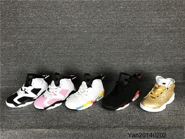 

wholesale new discount kids 6 baby basketball shoes unc gold black red kid 6s boys sneakers children outdoor sports low trainers size 28-35