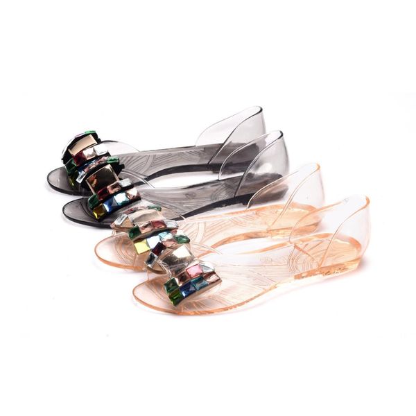 

2018 summer new style fish mouth gel shoes sandals beach women's shoes fashion man-made diamond comfortable casual, Black