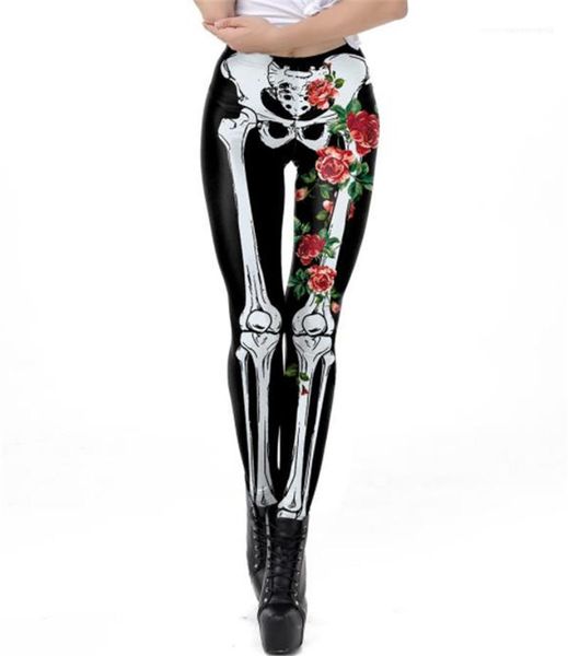 

брюки 3d цифровой печати косплей женская одежда хэллоуин череп печатных женские леггинсы тощие сексуальные дамы длинные, Black