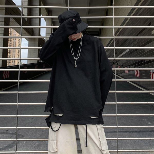 

сыпучая верхняя база рубашки женская накладная утепленными модно крутой хип-хоп подол отверстие street 18-24 лет, White