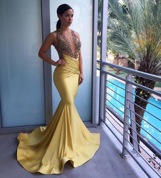 

2020 сексуальная нарцисс русалка ruched платья выпускного вечера v шеи аппликация бисероплетение вечернее платье backless bc3299, Black