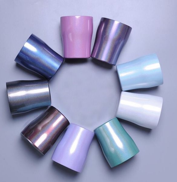 

10oz glitter curving tumbler stianless steel wine glasses curved tumbler with lid rainbow tumbler stemless wine glasses