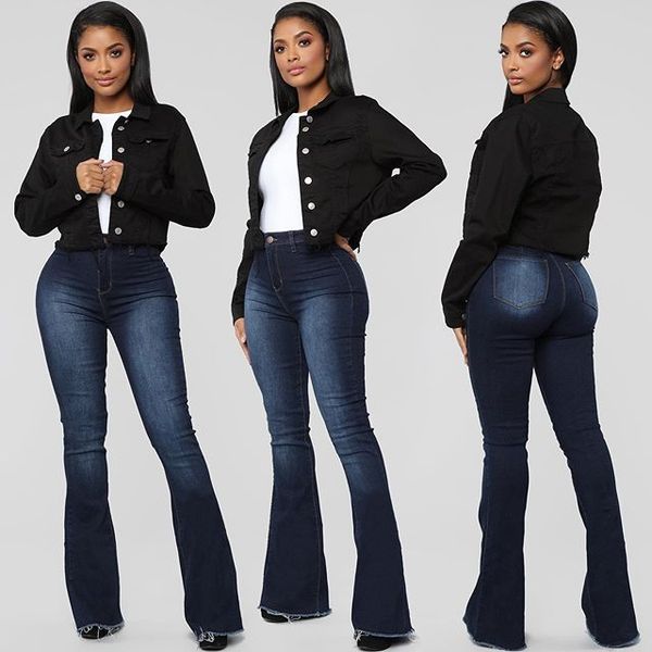 

womens bootcut jeans high waisted skinny slim fit denim pants push up wide-leg jeans ladies long elastic blue jean trousers