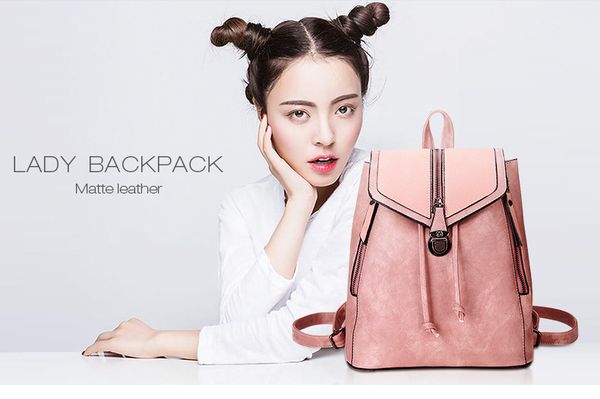 

matte leather women backpacks multifunctional shoulder bag female girls backpack retro schoolbag xa533h