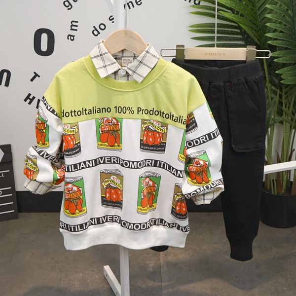 

kids tracksuits spring autumn children boys clothes suit baby boys cartoon sweater, shirt and jeans 3pcs/sets toddler clothing, White