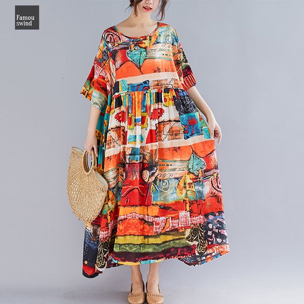 

плюс размер платья женщины хлопок печать лето sundress женский lady vestidos сыпучие повседневный отдыха maxi платье большого размера 5xl 6x, Black;gray