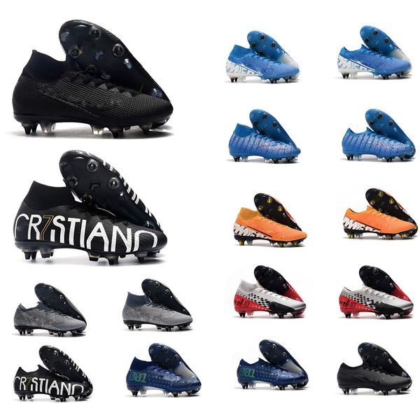 

new mens durable soccer cleats mercurial superfly 7 elite sg-pro ac steel nail soccer shoes cr7 mercurial vapors 13 elite sg-pro football