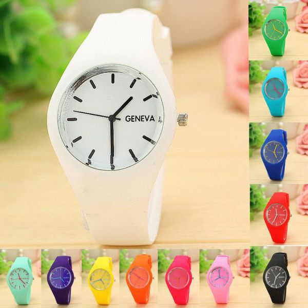 

12 pieces new simple leather brand geneva casual quartz watch women crystal silicone watch wrist sale, Slivery;brown