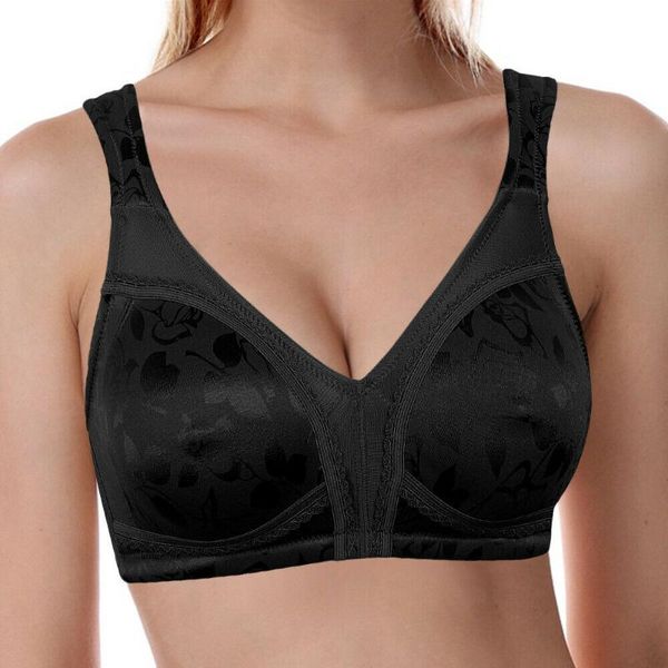 

ybcg new bra lace solid unpadded lingerie cotton embroidery floral unlined bras for women plus size breathable, Red;black