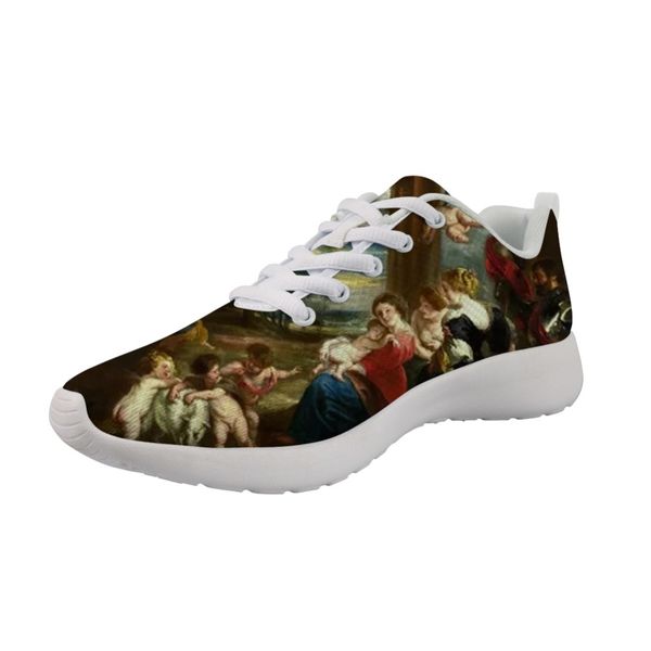 

light weight men casual customizable sneakers myth painting art print white bottom male breathable shoes peter paul rubens, Black