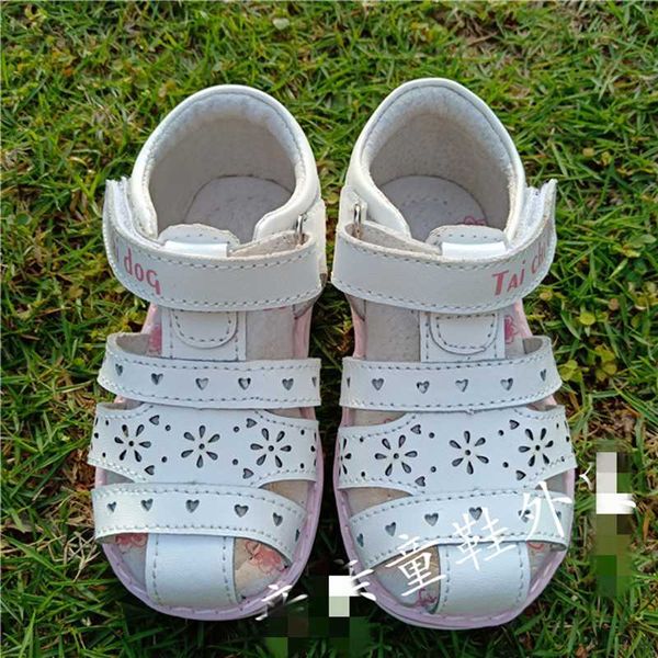 

summer 1pair white genuine leather orthopedic shoes children leather sandals girl kids sandals, Black;red