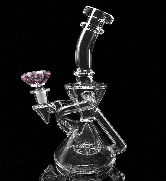 glassart Recycler bong tubi dell'acqua ciclone dab rig piattaforme petrolifere cera quarzo banger o ciotola tubi vortice inebrianti perc bicchiere narghilè