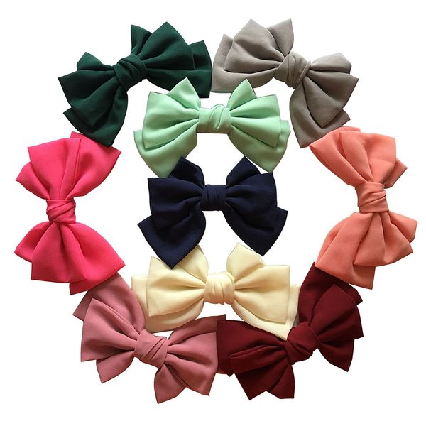 

7 inch large women fashion chiffon hair bows clips, girl'ss hair accessory , barrette 10pcs/lot, 10color in stock