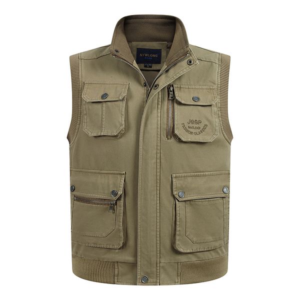 

men's vests multi pocket vest for men spring autumn male casual pographer work cotton sleeveless jacket with many pockets, Black;white