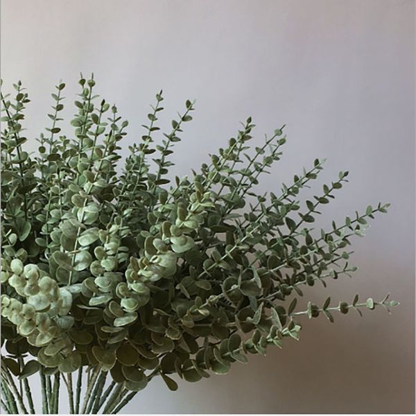 

artificial flower eucalyptus leaves 5 branch succulent plants living room home decoration plastic real touch flower wall wedding decoration