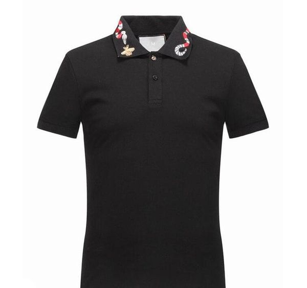 

luxury italy t-shirt tee polo high street off whtie embroidery garter snakes little bee printing fashion clothing brand polo shirt, White;black