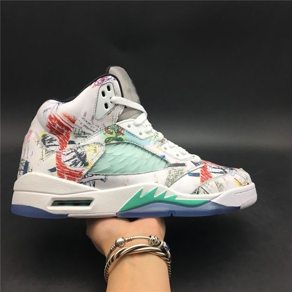 

2019 jumpman 5 wings 5s mens basketball shoes sneakers multi-color sports trainers running shoes size 7-13, White;red