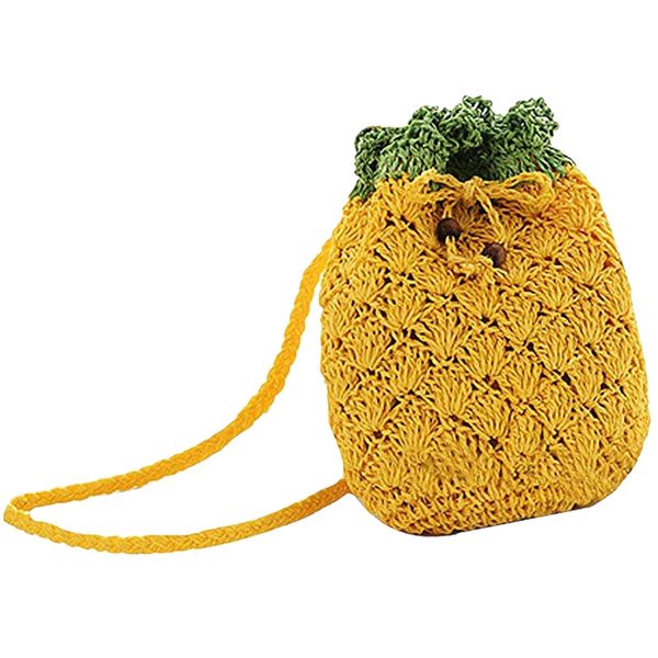 

mini handbag woven pineapple bag straw cross-body bag weave summer beach travel satchel