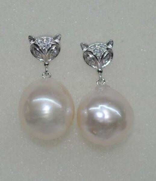 

very luster baroque pink white 12*13mm kasumi pearl stud earring, Golden;silver