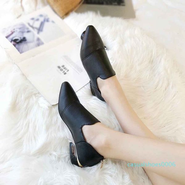 

dress shoes sagace pumps women female pointed toe with low heel for girls solid single mujer leisure ladies spring c06, Black